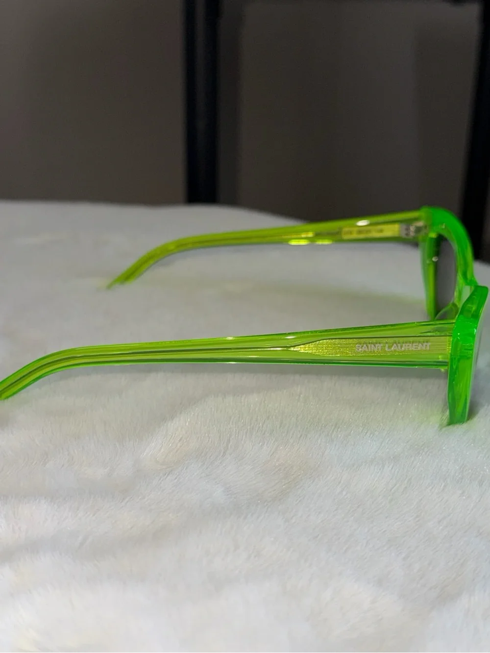Saint Laurent Lily Translucent Lime Green Cat Eye SL213 Retro Chic Sunglasses